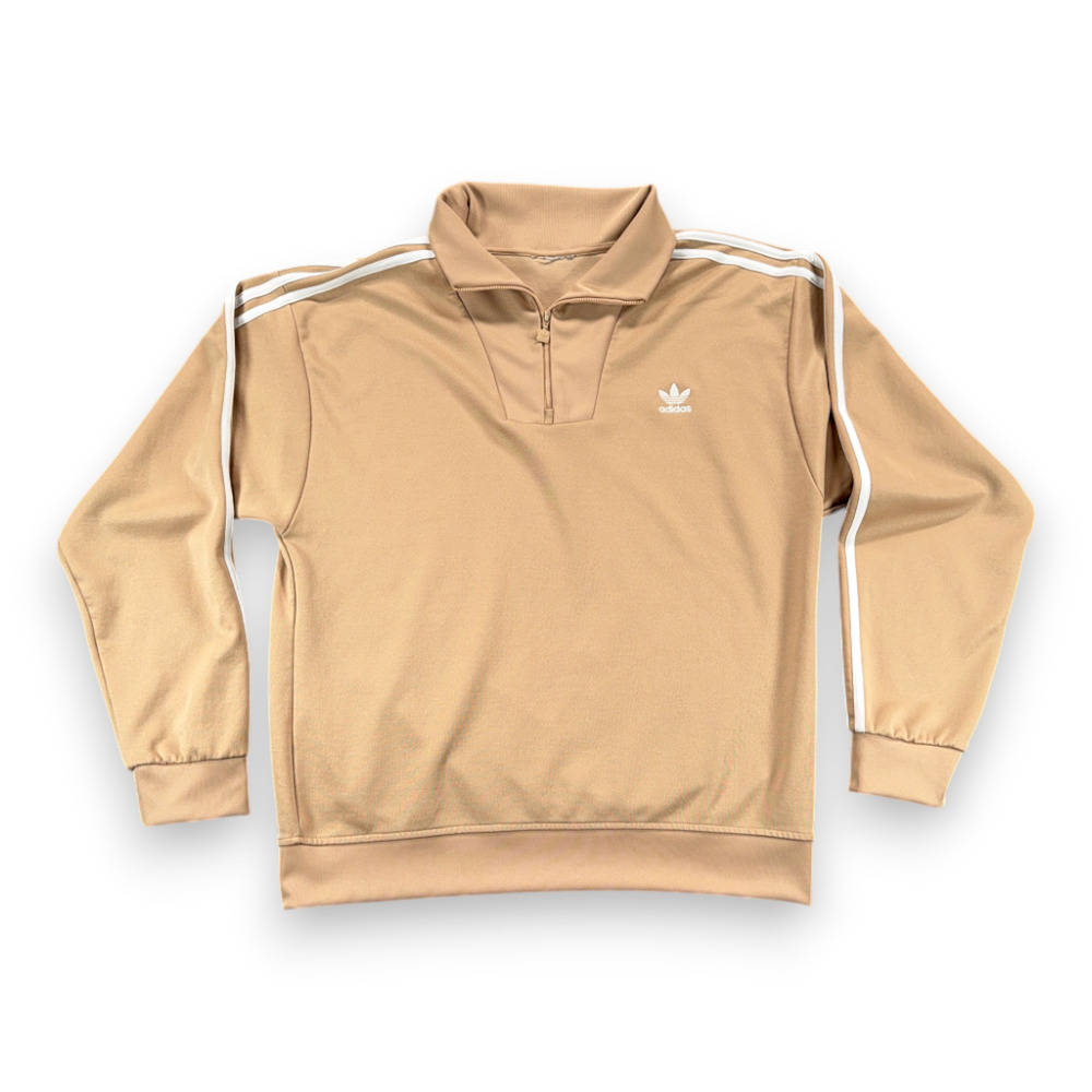Vintage Adidas Jacket Adult LARGE Brown Quarter Zip Track Pullover Trefoil 80s
